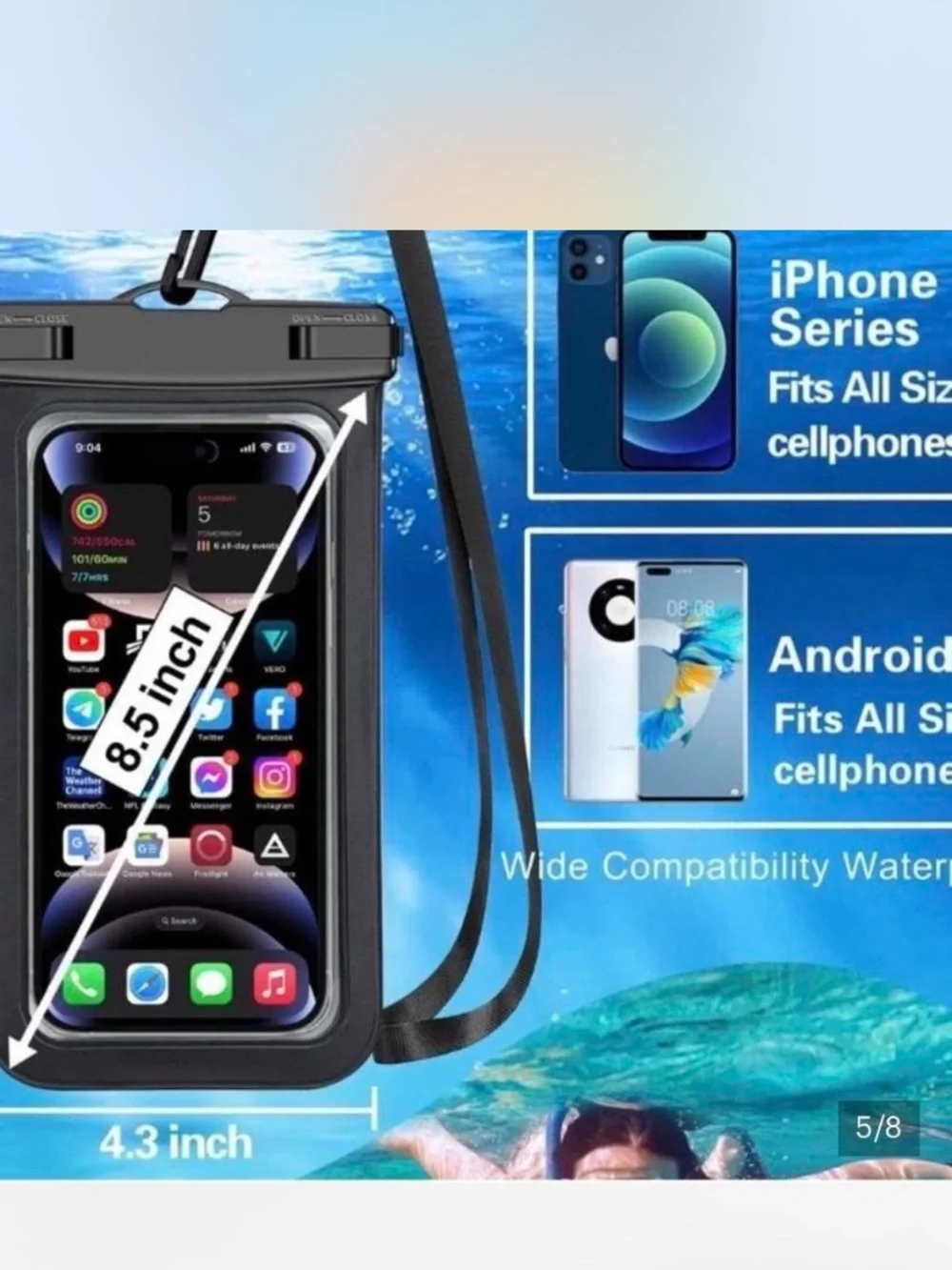 Ladies ^^^ Waterproof swimming / Sports  Cell  phone Case / Beaded keychain ***
